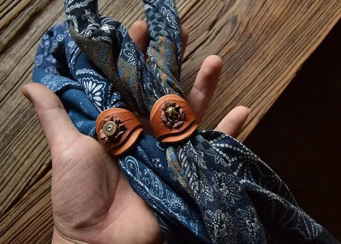 Vintage Leather Scarf Buckle Scarf Ring YG1171