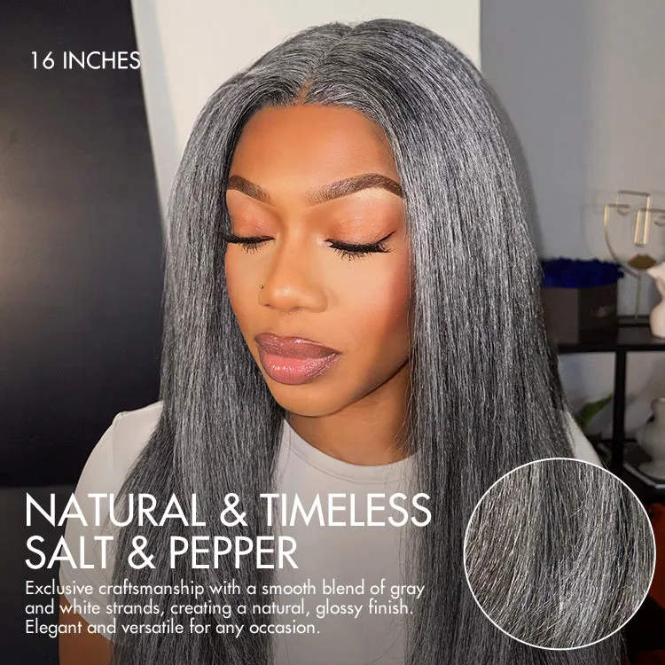 Weekly Special | Salt and Pepper Straight Glueless Minimalist HD Lace T Part Grey Wig Pre-Cut Lace