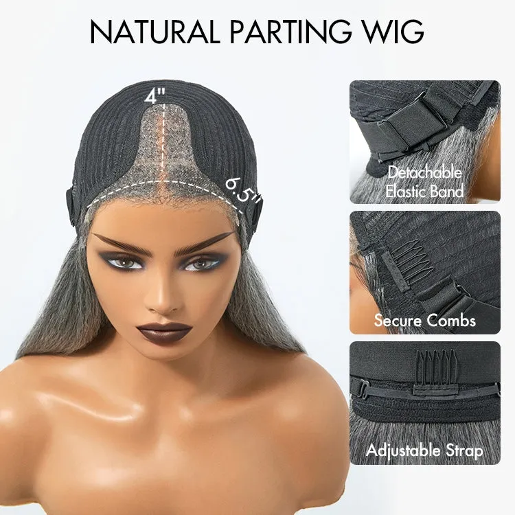 Weekly Special | Salt and Pepper Straight Glueless Minimalist HD Lace T Part Grey Wig Pre-Cut Lace