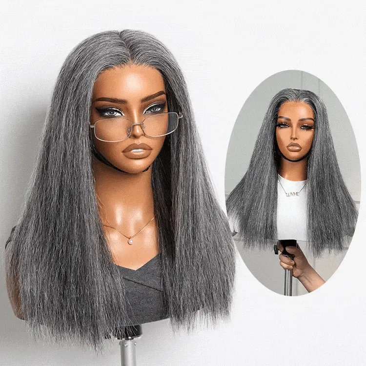 Weekly Special | Salt and Pepper Straight Glueless Minimalist HD Lace T Part Grey Wig Pre-Cut Lace