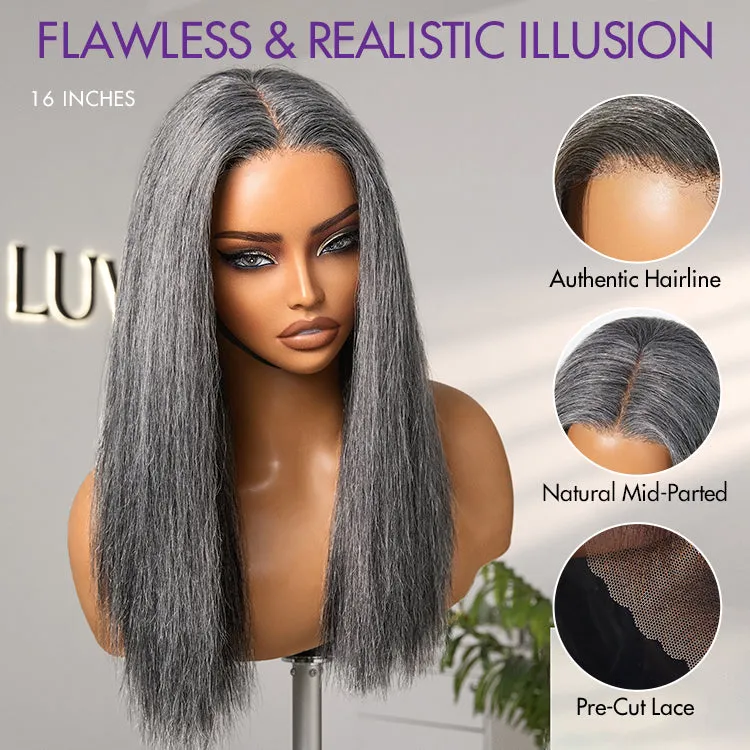 Weekly Special | Salt and Pepper Straight Glueless Minimalist HD Lace T Part Grey Wig Pre-Cut Lace