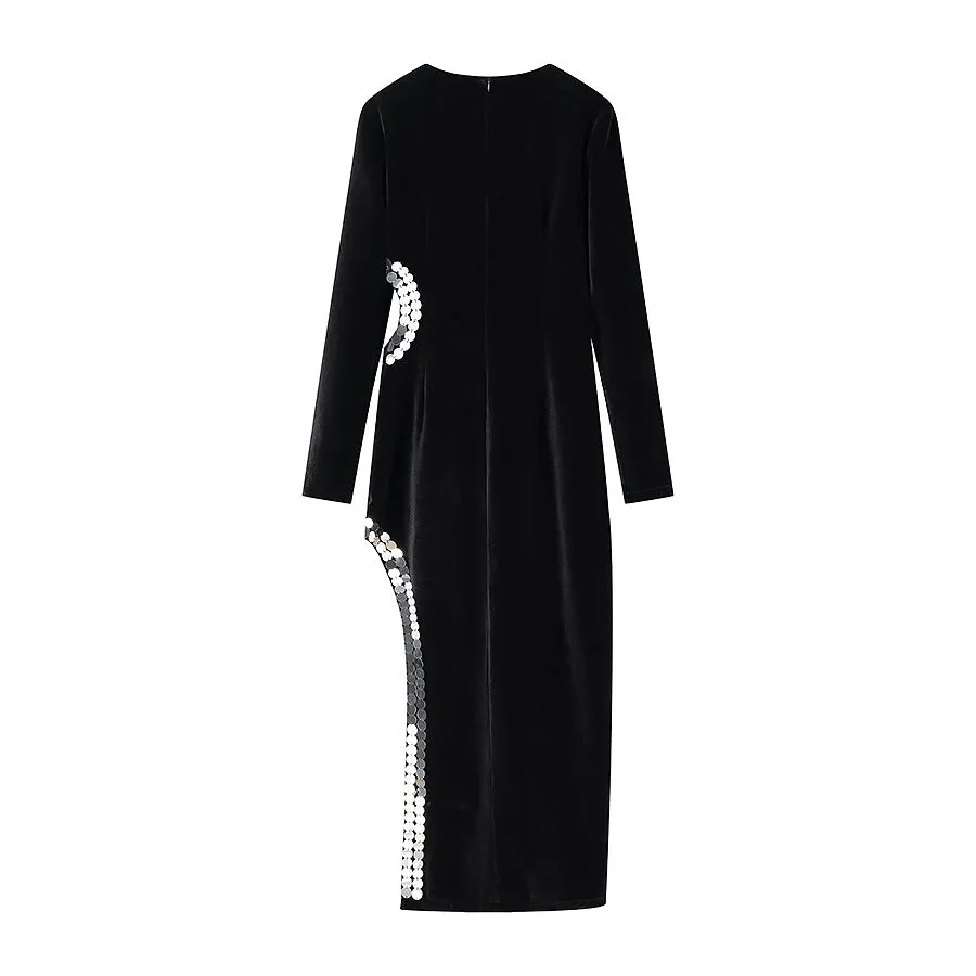 Women Simple Sexy Cutout Slit Slim Fit Maxi Dress