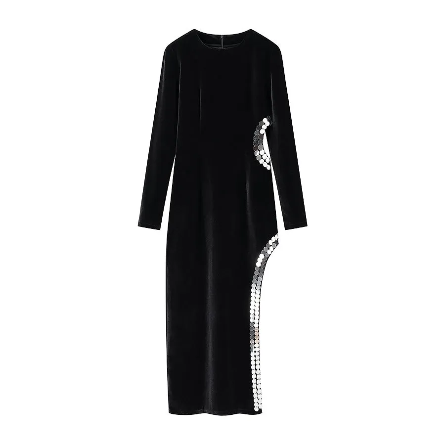 Women Simple Sexy Cutout Slit Slim Fit Maxi Dress