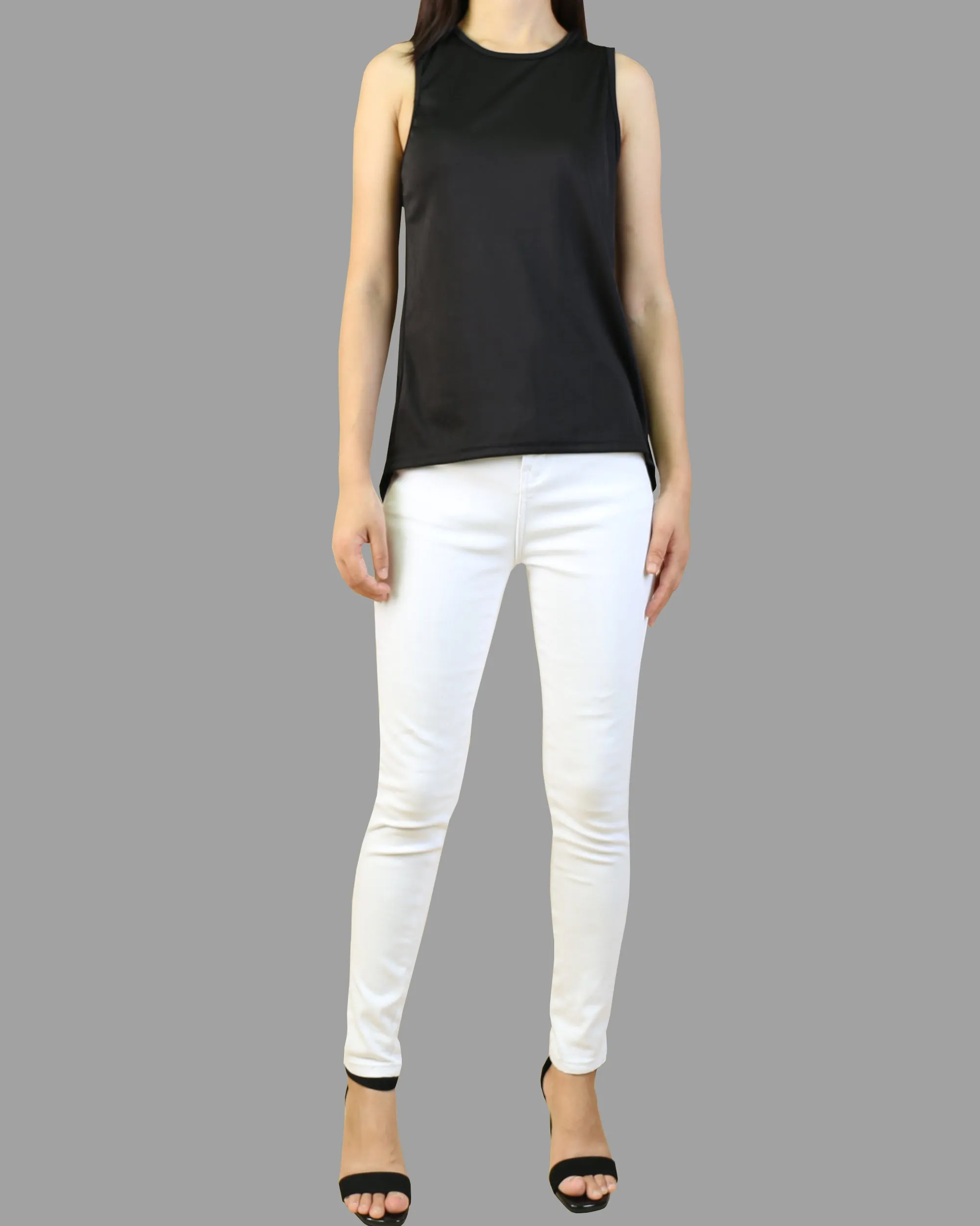 Women's asymmetrical cotton tank top/Summer top/oversize t-shirt/black cotton top(Y1942)
