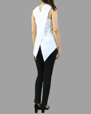 Women's asymmetrical cotton tank top/Summer top/oversize t-shirt/black cotton top(Y1942)