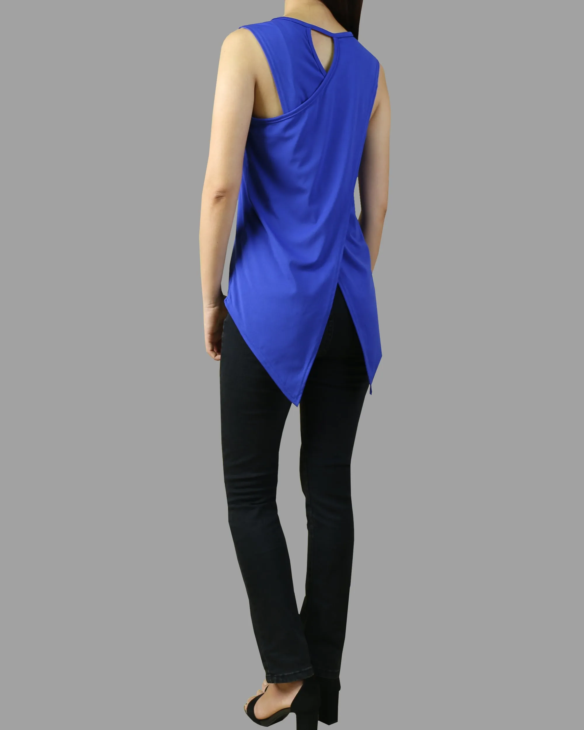 Women's asymmetrical cotton tank top/Summer top/oversize t-shirt/black cotton top(Y1942)