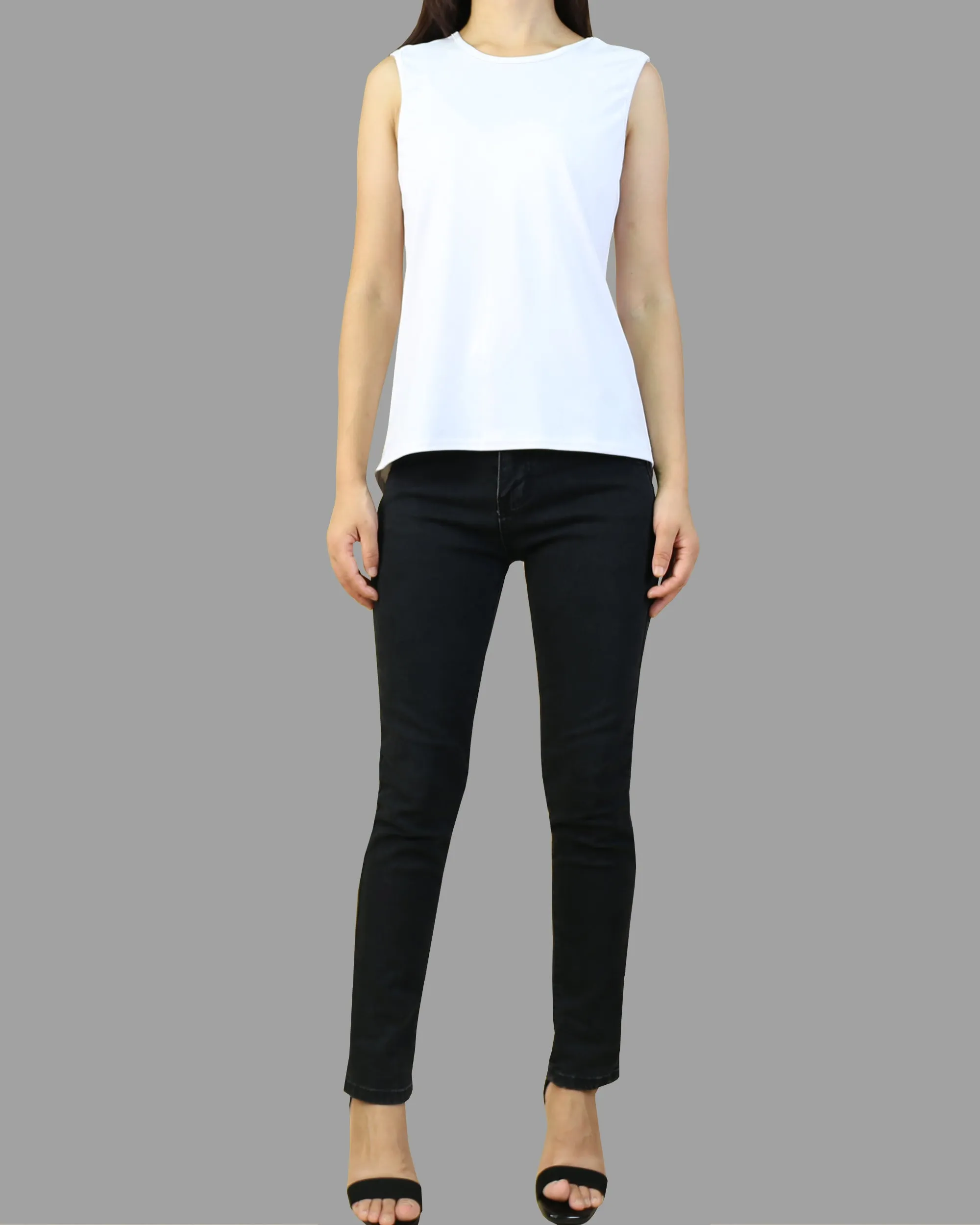 Women's asymmetrical cotton tank top/Summer top/oversize t-shirt/black cotton top(Y1942)