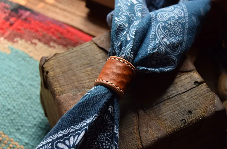YAAGLE Vintage Leather Scarf Ring/Buckle Scarf Ring/Bandana  Ring YG1169